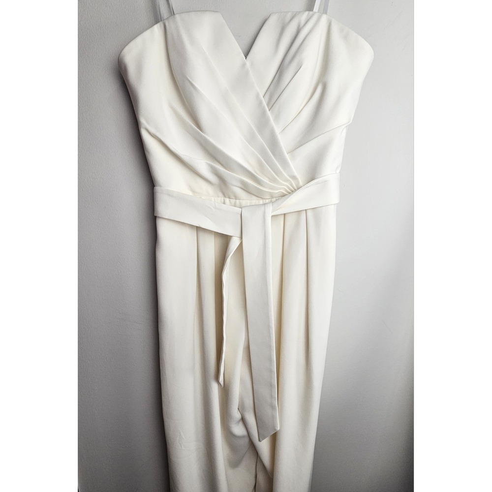 Jill‎ Stuart Size 6 Strapless Jumpsuit Belted Winter White Wedding Holiday Party